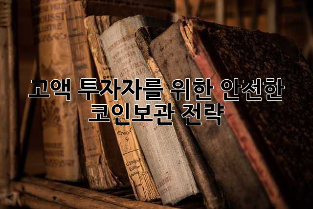 고액 투자자를 위한 안전한 코인보관 전략